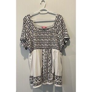 Woman Within - Women Black & White Short Sleeve Blouse. Size 2X